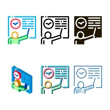 Mix teacher talking about bird icon thin line vector Stock Illustration