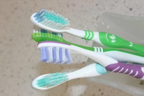 Mix toothbrushes Stock-Fotos