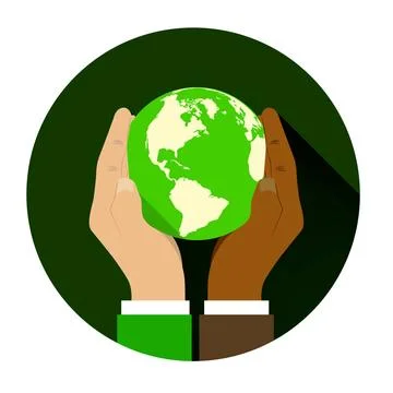 Mix of two different races holding hands globe. mix of two different races... Stock Photos