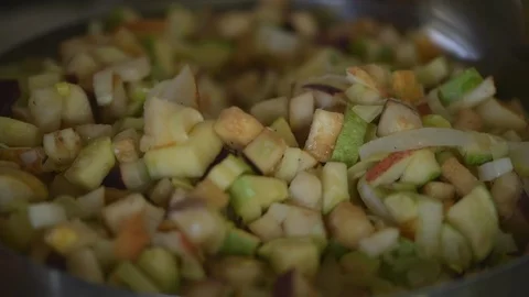 Mix of vegetables in cooking Stock Footage 93492786