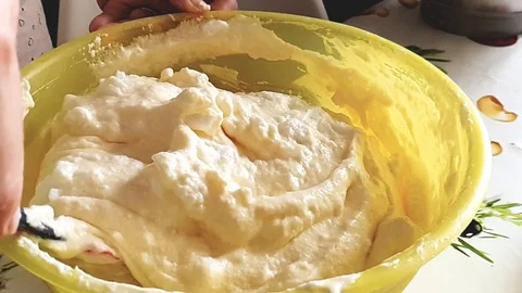 Mix the whipped eggs Stock Footage 129302881