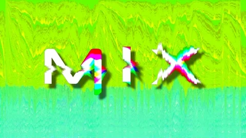 MIX word on pixelated waveform ripples screen, dj set music mixtape, loop Stock Footage 119219336