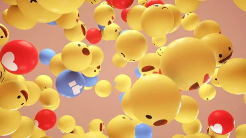 Mixed 3d emojis background 3d looping animation Stock Footage 141942898