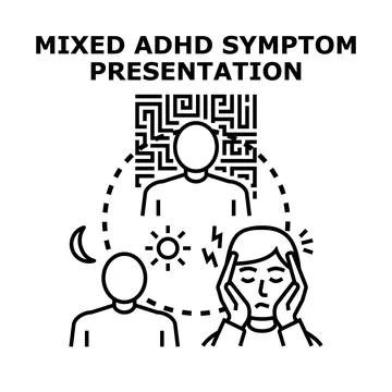 Mixed adhd symptom presentation and various challenges Stock Illustration