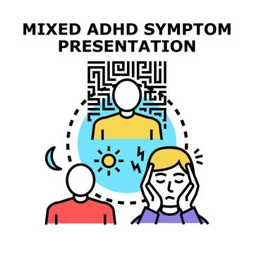 Mixed adhd symptom presentation and various challenges Stock Illustration