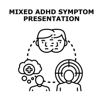 Mixed adhd symptom presentation vector illustration concept Stock Illustration
