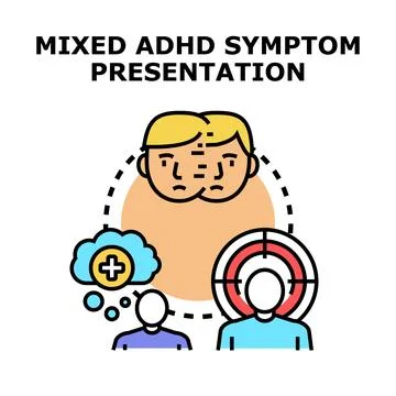 Mixed adhd symptom presentation vector illustration concept Stock Illustration