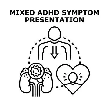 Mixed adhd symptom presenting different mental health conditions Stock Illustration