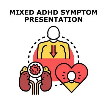 Mixed adhd symptom presenting different mental health conditions Stock Illustration