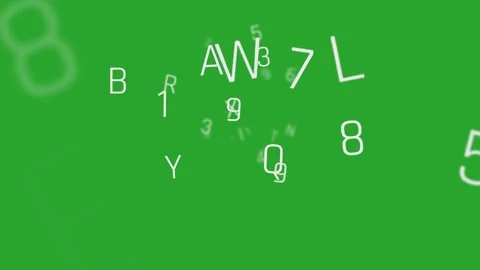 Mixed alphanumeric english letters numbers animated on green screen  art clip Stockbeeldmateriaal 335217922