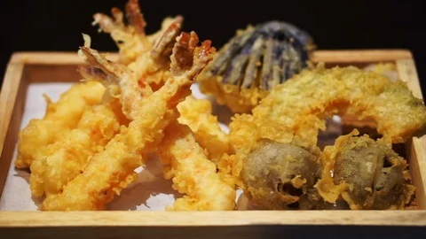 Mixed assorted shrimp and vegetable tempura Japanese food Stock-Footage 108856231