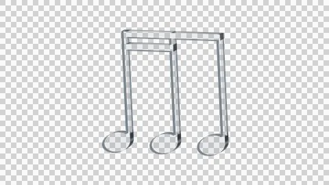 Mixed beamed three music notes made of clear reflective glass Stock Illustration