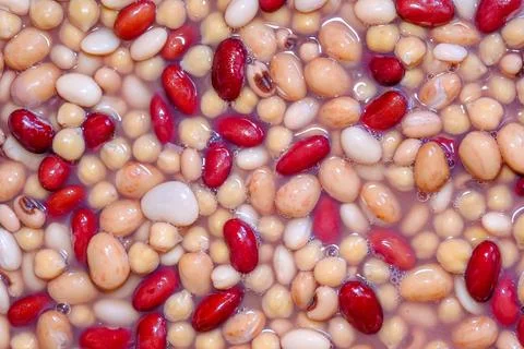 Mixed Beans Medley Macro Close Up Food Texture Background Foto stock