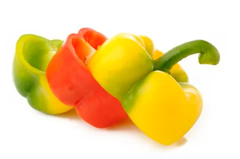 Mixed bell pepper on white background Stock Photos