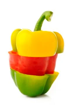 Mixed bell pepper on white background Stock Photos