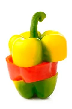 Mixed bell pepper on white background Stock Photos