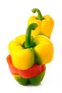 Mixed bell pepper on white Stock Photos