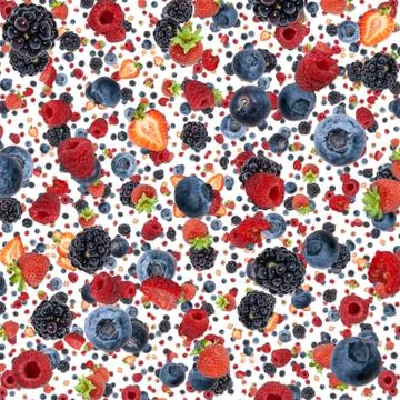 Mixed berries background (on white) Stock Illustration