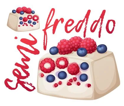 Mixed berries semifreddo icon. Cartoon vector food illustration isolated on Stock Illustration