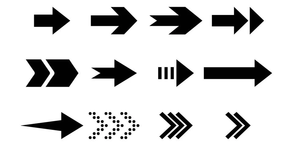 Mixed Black Arrow Icons Vector Set Stock Illustration