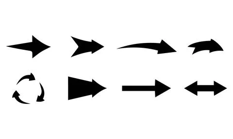Mixed Black Utility and Circular Recycle Arrow Set Stock Illustration