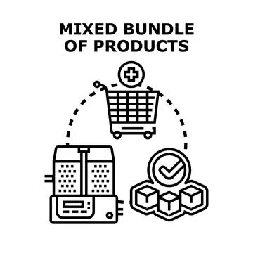 Mixed bundle of products for online shopping イラスト素材