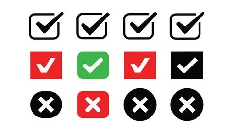 Mixed Checkbox and Button User Interface Graphics Set Stock Illustration