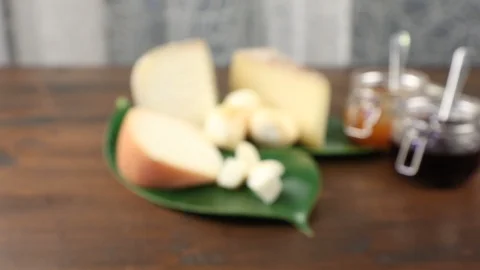 Mixed cheese with jam fruit Stock Footage 125909686