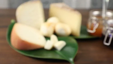 Mixed cheese with jam fruit Stock Footage 125909687