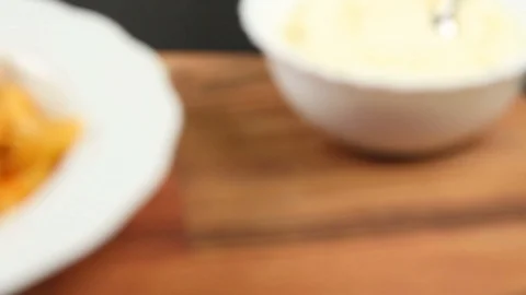 Mixed cheese with jam fruit Stock Footage 125909706