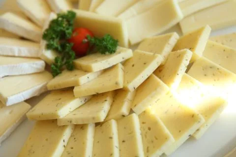Mixed cheese slices Stock Photos