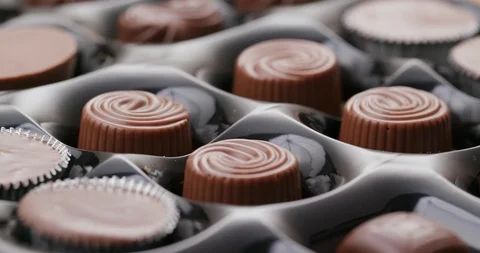 Mixed chocolate truffle in box Stock Footage 95938639