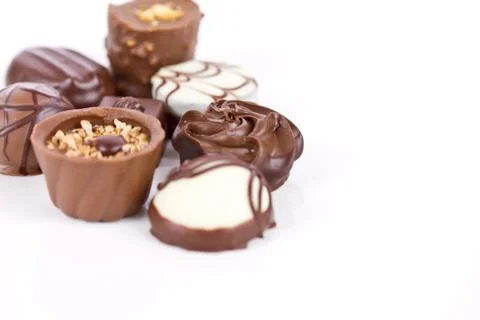 Mixed chocolates isolated Stock Photos