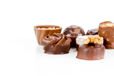 Mixed chocolates isolated Stock Photos