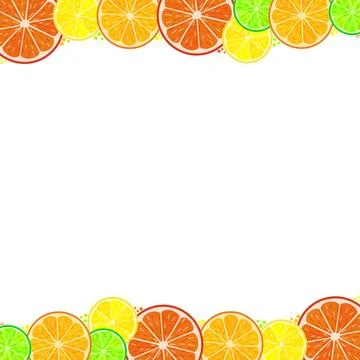 Mixed citrus fruit slices frame with orange, lemon, lime and grapefruit bor.. Stock-Illustration
