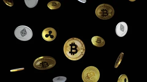 Mixed Coins loop with Alpha Channel Stock Footage 156204760