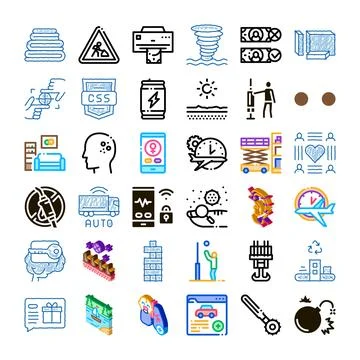 Mixed collection of line and hand drawn icons Ilustración de archivo