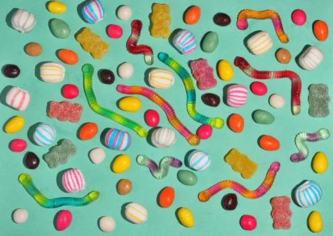 Mixed colorful candy background Stock Photos