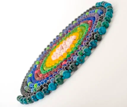 Mixed colors beads close-up made from natural stones or glass marbles Stock Photos
