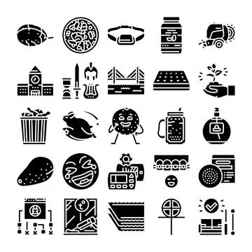 Mixed concept vector glyph icons set collection Stock Illustration