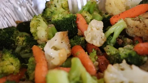 Mixed cooked vegetable tray. Stock Footage 121598950