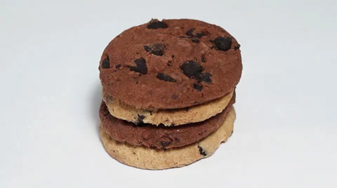 Mixed cookies on white turning close up Stock Footage 33732076