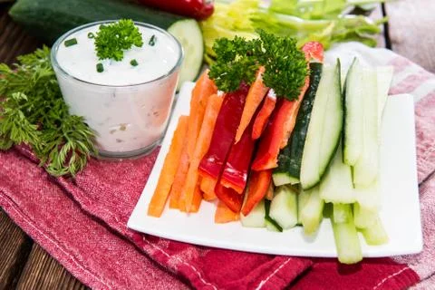 Mixed crudites with dip Stock Photos