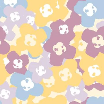 Mixed cute hand drawn tiny flowers , seamless pattern background , greeting c Stock Illustration