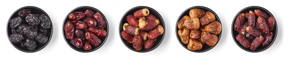 Mixed dates on white background, from above Stock Photos