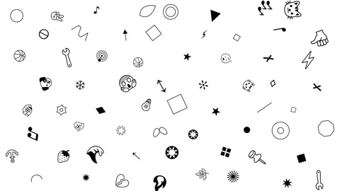 Mixed Doodle Icons Pattern, Monochrome Symbols Drifting on White Background Stock Footage 331545955