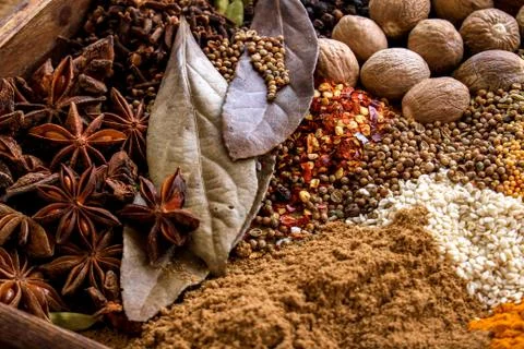 Mixed dried spices Stock Photos