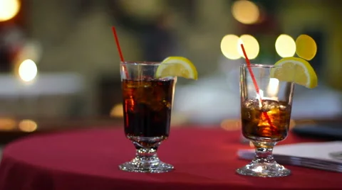 Mixed Drinks On Table Video stock 58505402