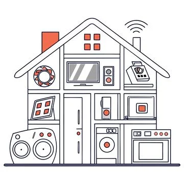 Mixed Electronic and Utility Items for Multi Purpose Use Stock Illustration