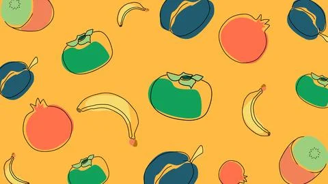 Mixed exotic fruits background Stock Illustration